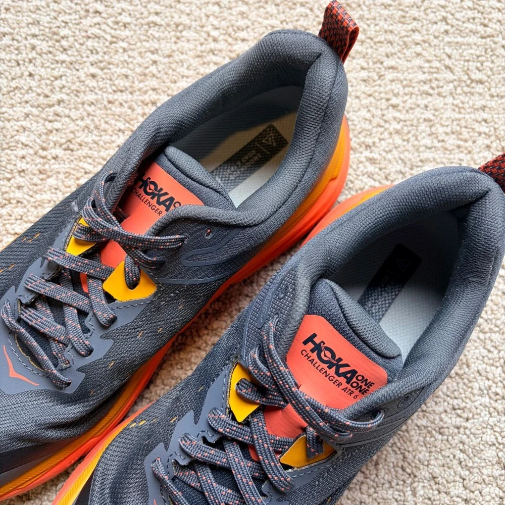 Hoka One One Challenger ATR 6 Mens 8 Grey Orange Trail Running Shoes
